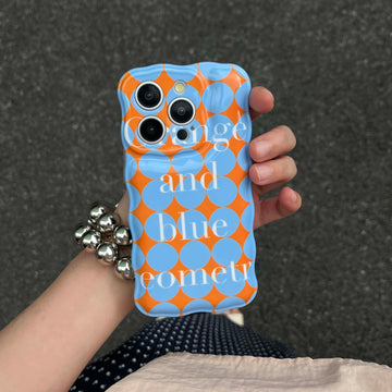 Qfdian Summer oringe and blue wave phone case for iphone 13 12 15 pro max 11 15pro 13promax 14 cute bunny stand holder rope cover shell